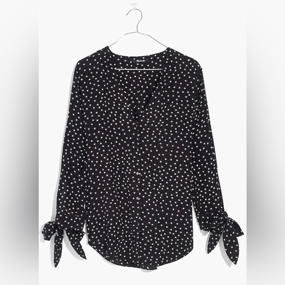 Madewell Silk Star Scatter Tie-Sleeve Top